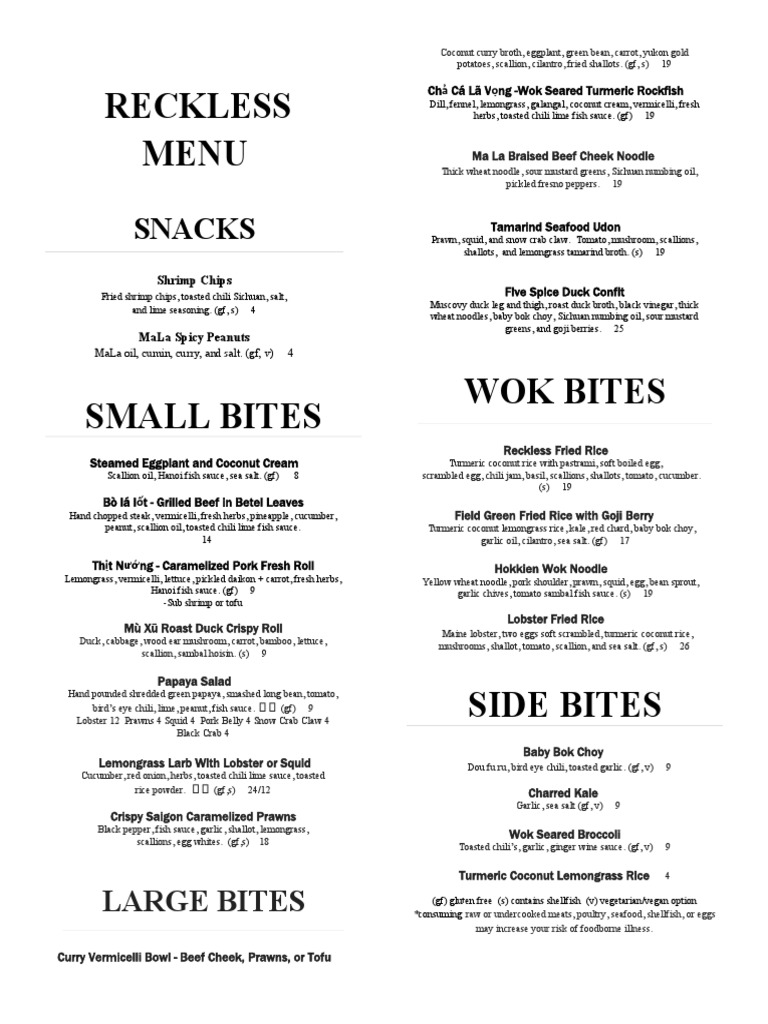 Reckless Noodle House See Q PDF Curry Sauce