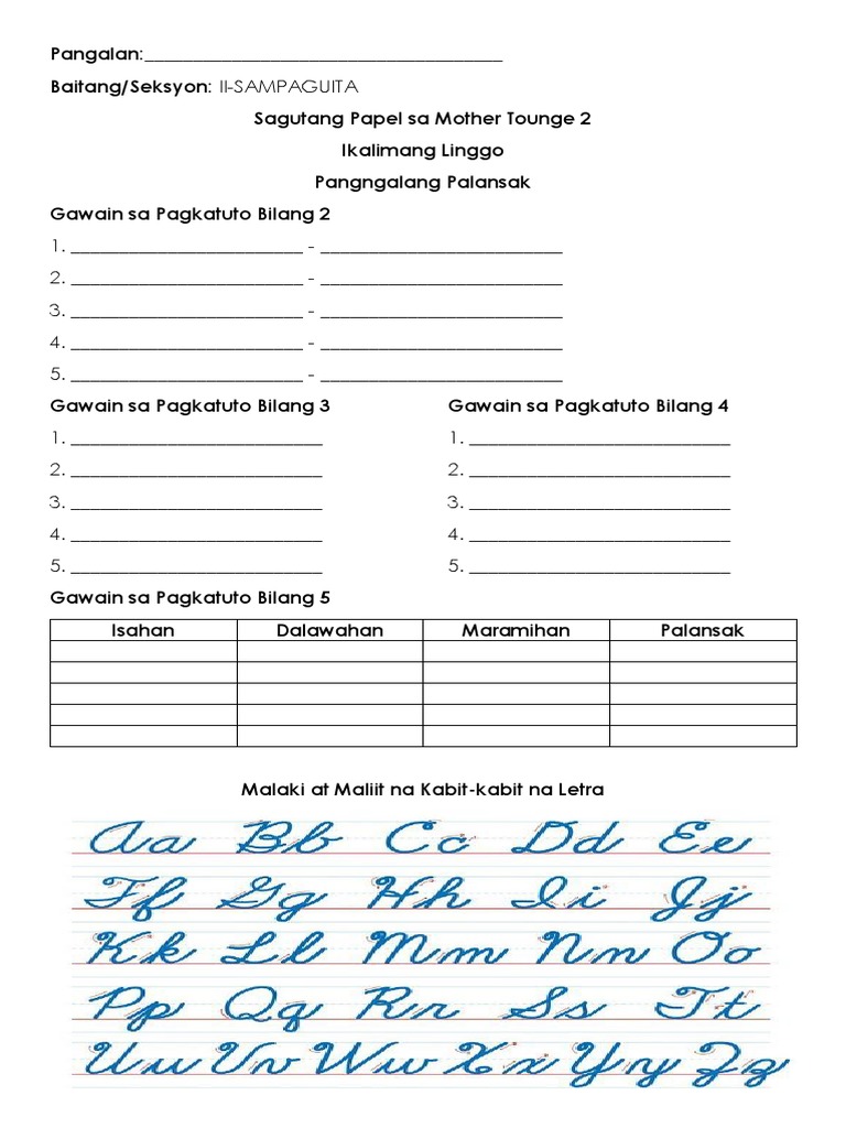 Answer Sheet Week 5 | PDF
