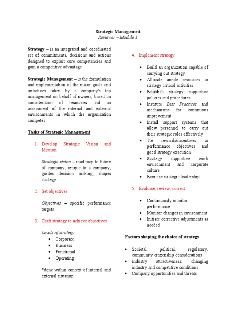Strategic Management Overview | PDF | Strategic Management | Strategic ...
