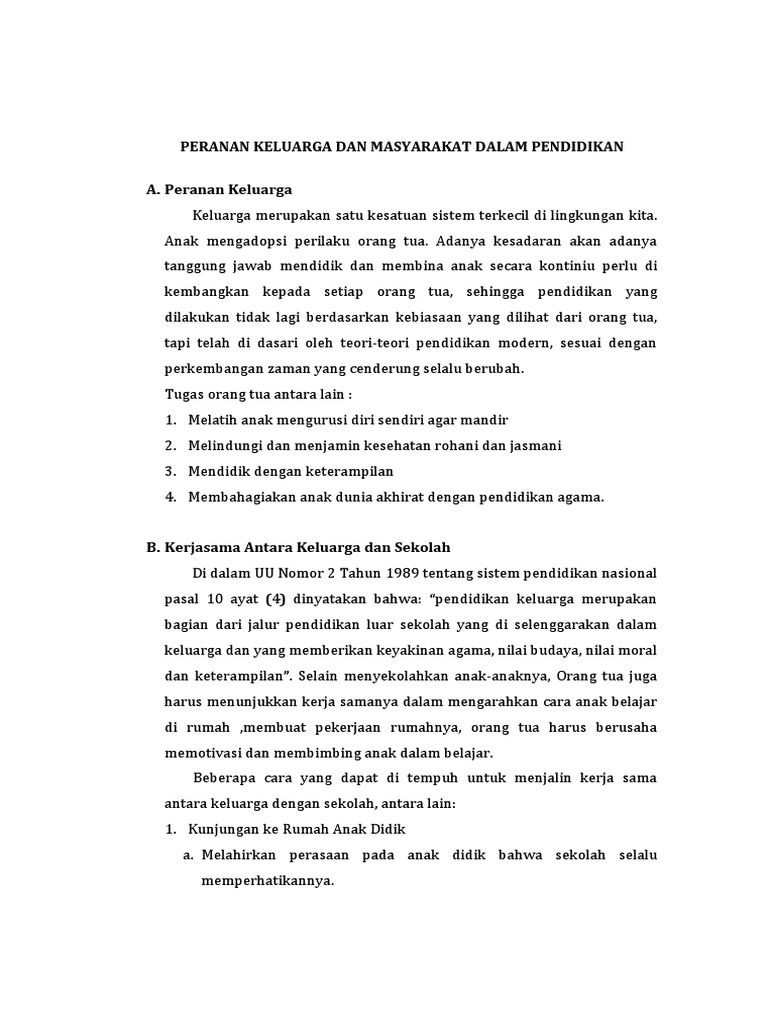 Sinergi Keluarga dan Masyarakat dalam Pendidikan | PDF