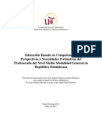 Educación Basada en Competencias Perspectivas y Necesidades Formativas Del Profesorado Del Nivel Medio Modalidad General en República Dominicana.