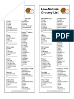 Low-Sodium Grocery List Low-Sodium Grocery List: Bread/Grains Condiments Bread/Grains Condiments