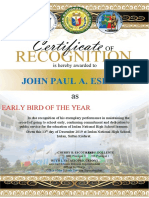 John Paul A. Espino: Early Bird of The Year