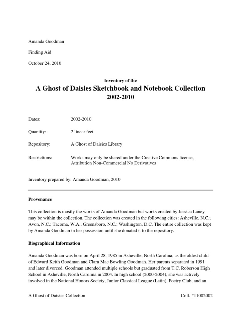 Amanda Goodman Finding Aid | PDF | Written Communication