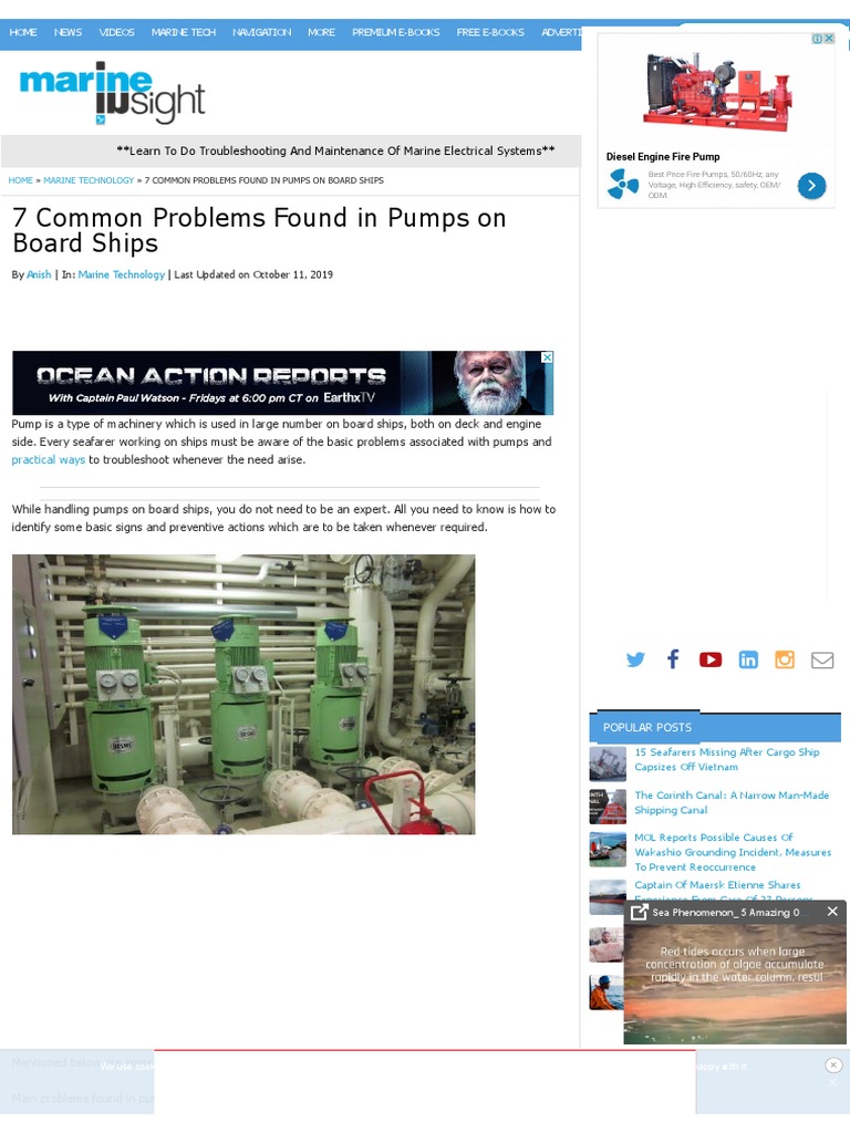 7 Common Problems Found in Pumps On Board Ships | PDF | Pump | Engines