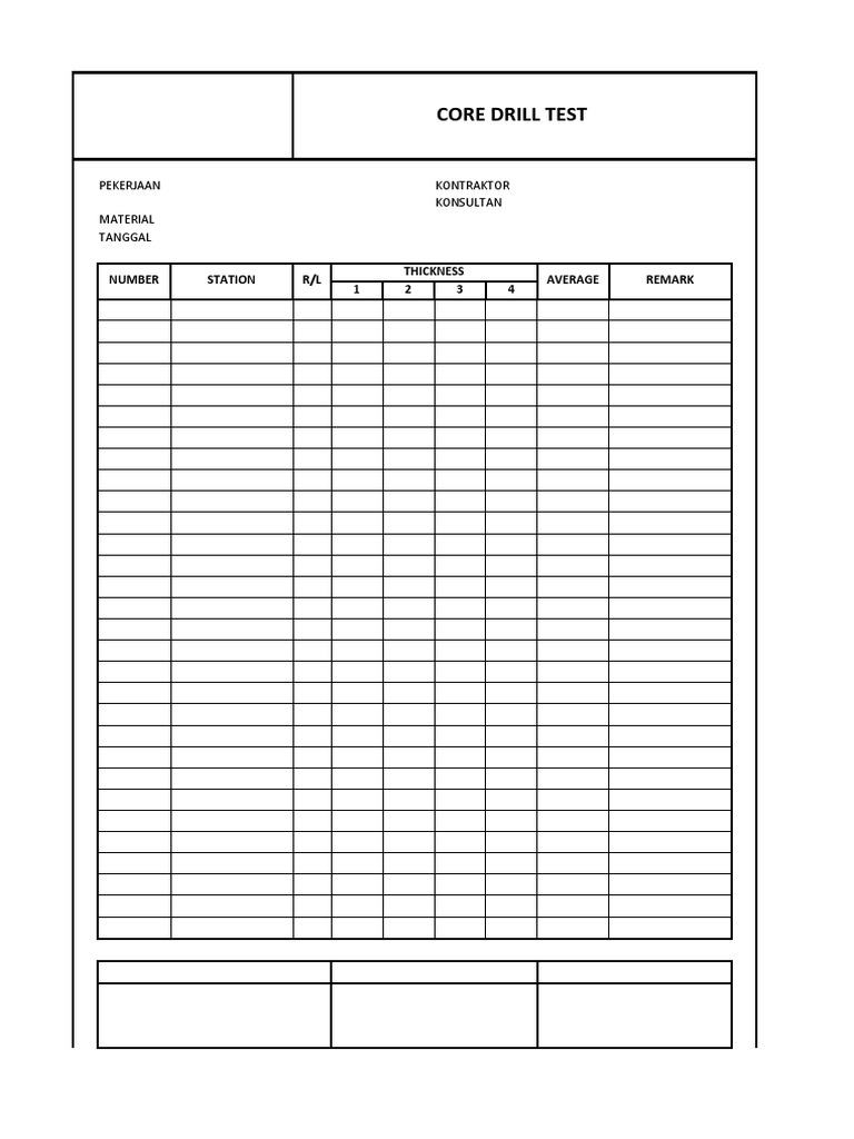 Form Coredrill 1 | PDF