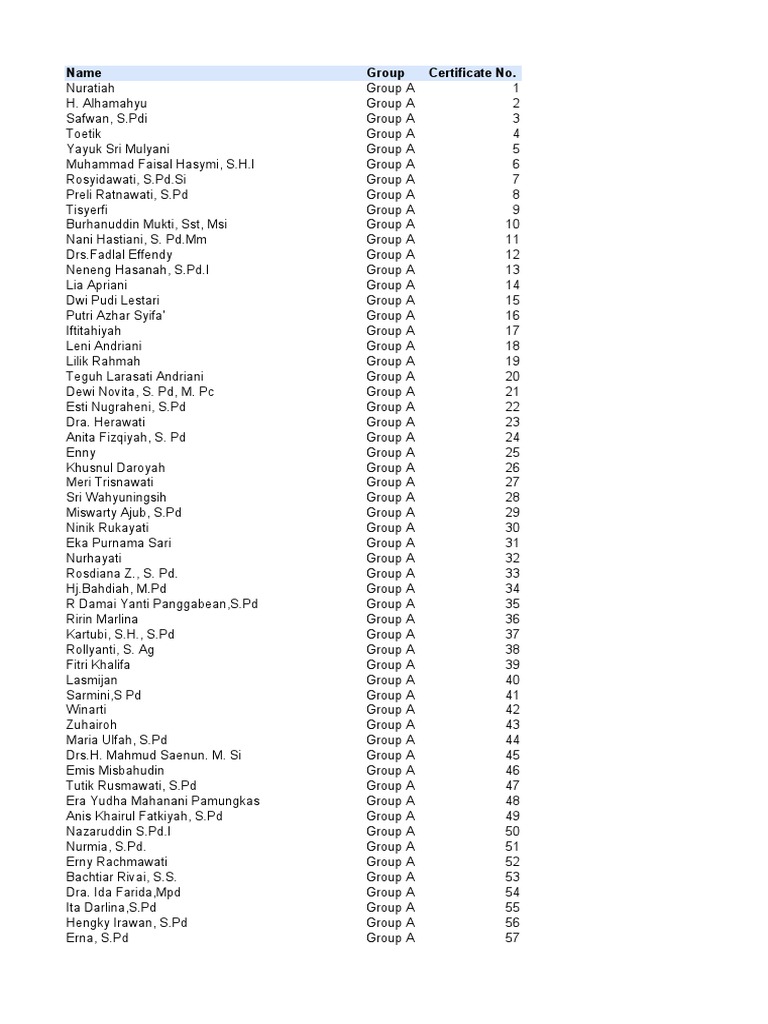 Group A Member List | PDF