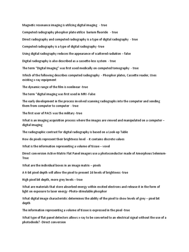 Key Concepts and Terminology in Digital Radiography and Medical Imaging