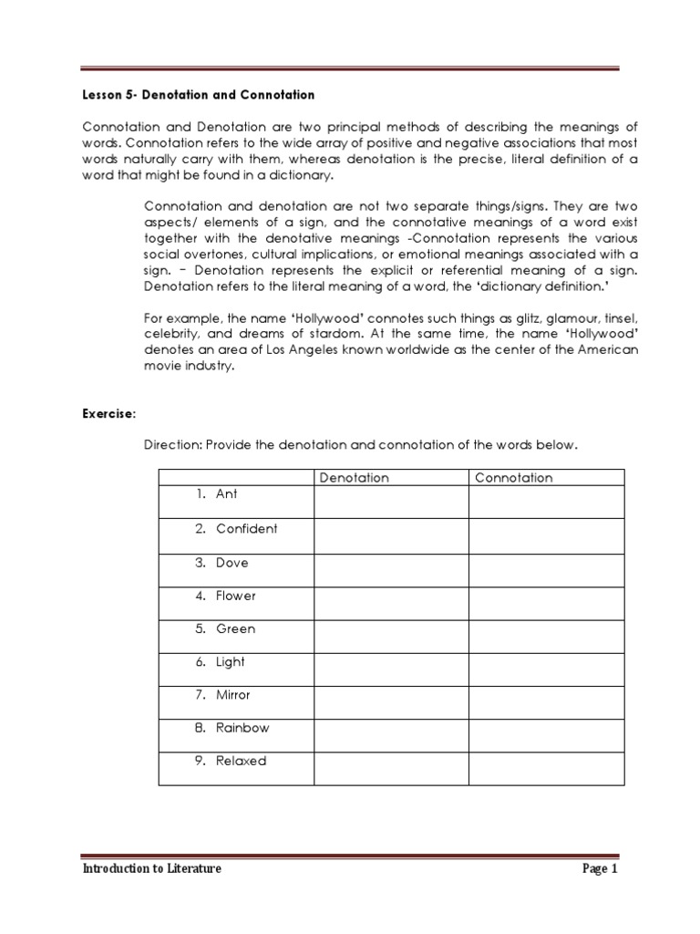 Denotation and Connotation Explained | PDF | Language Arts & Discipline ...