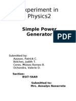 Experiment in Physics2: Simple Power Generator