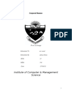 Institute of Computer & Management Science: Corporat Finance