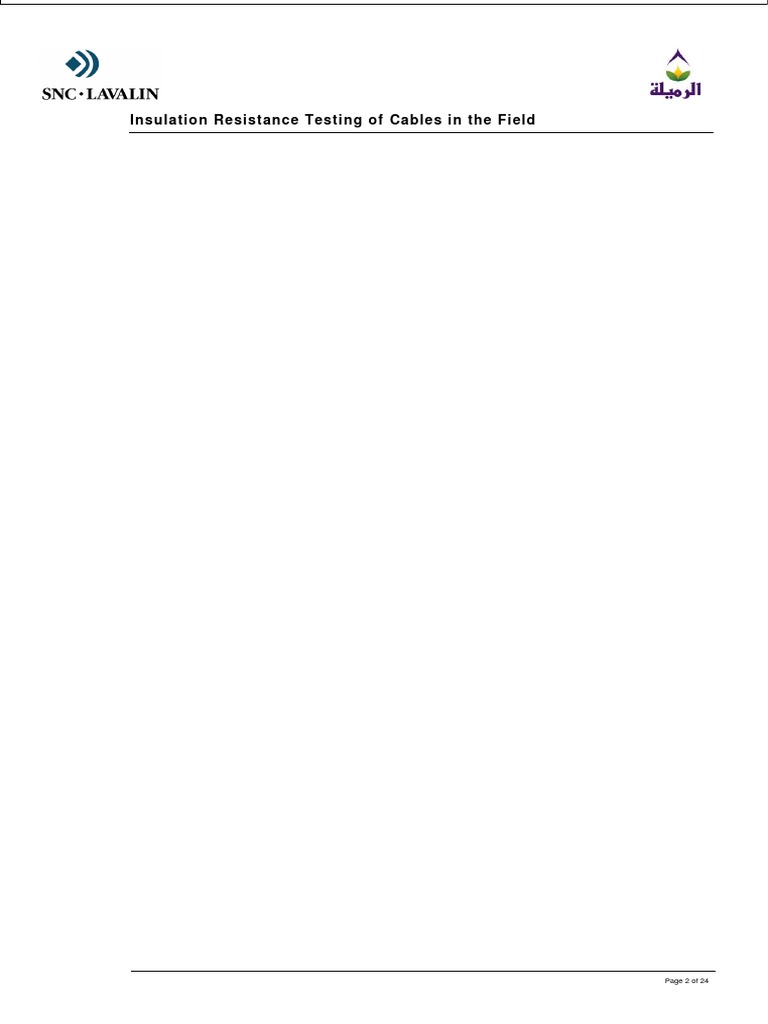Insulation Resistance Testing of Cables in The Field PDF Insulator