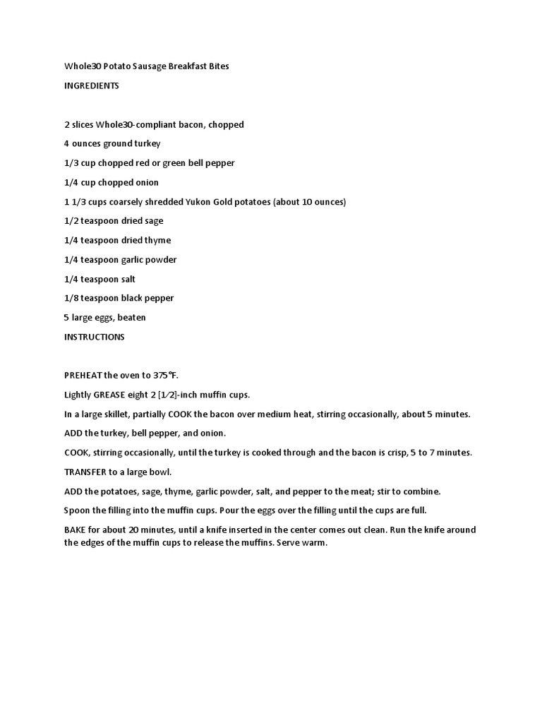 Whole30 Potato Sausage Breakfast Bites PDF