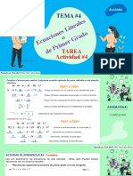 Tema 4 - Ecuaciones Lineales o de Primer Grado Tarea - Actividad 4