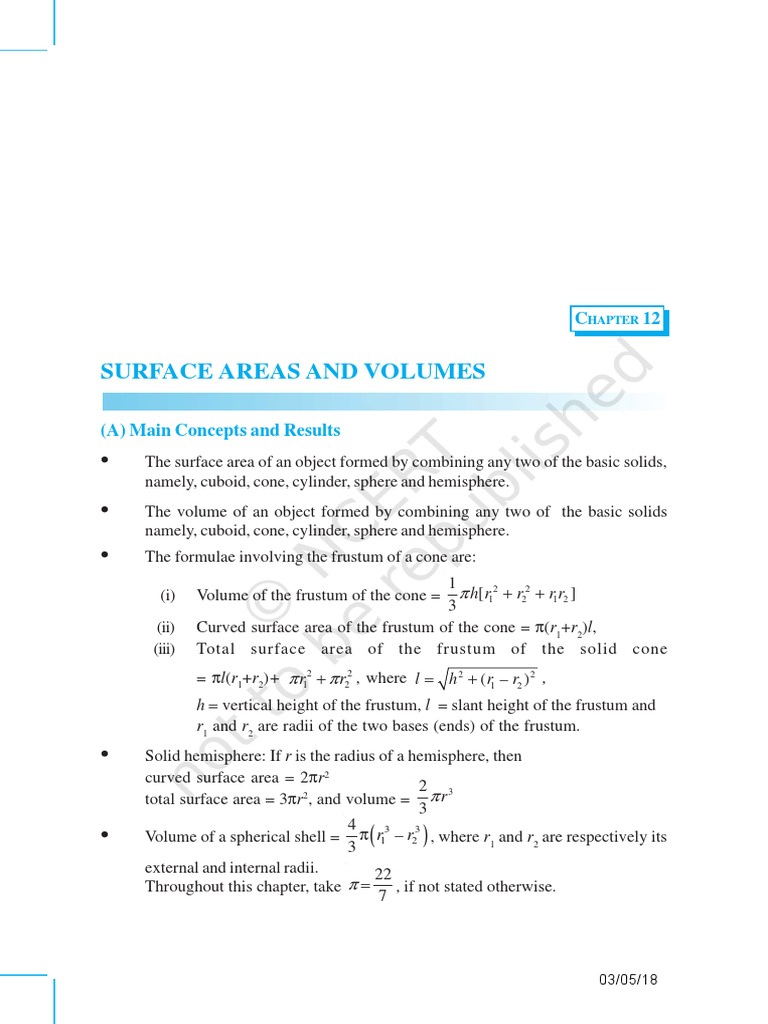 Class 10 maths 12 pdf sphere volume