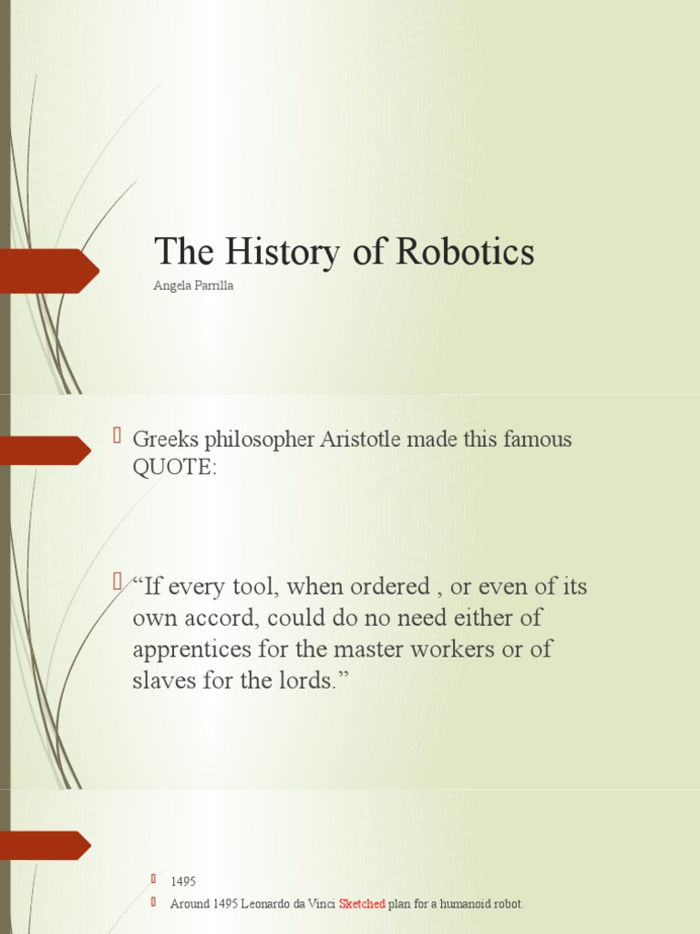 The History of Robotics PDF Robot Robotics