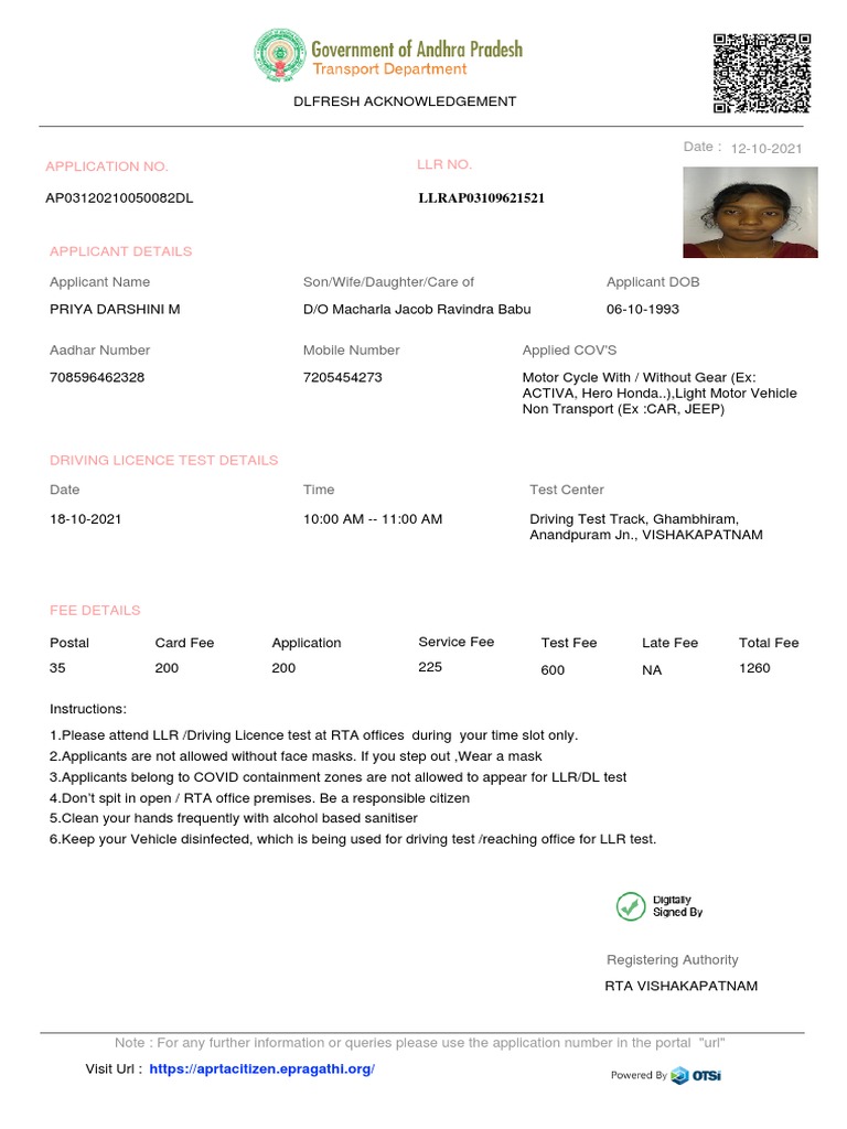 Ap Dl Pdf Motor Vehicle Land Transport