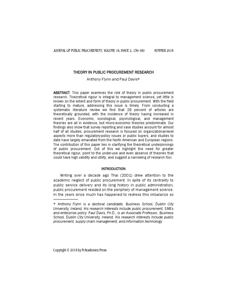 Theory in Public Procurement Research | PDF | Theory | Economics