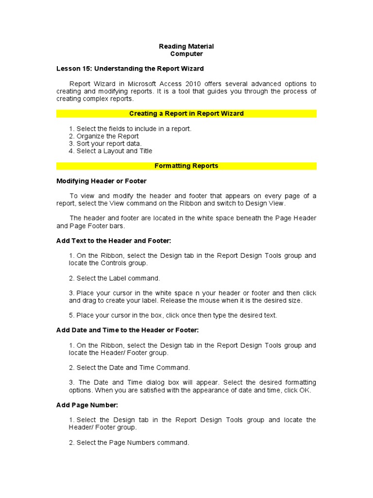 RM 13 - Understanding The Report Wizard | PDF | Cursor (User Interface ...
