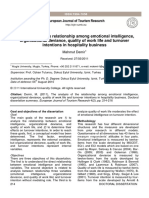 The Analysis of The Relationship Among Emotional Intelligence, Organizational Deviance, Quality of Work Life and Turnover Intentions in Hospitality Business