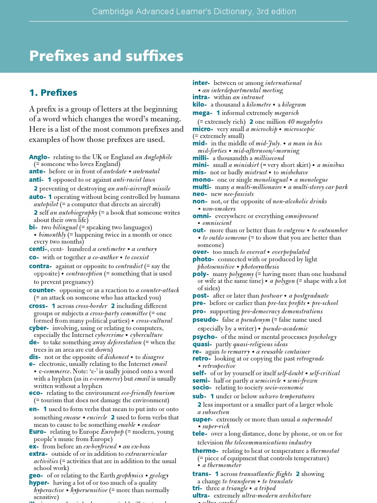 CD PreSuff Adjective Verb