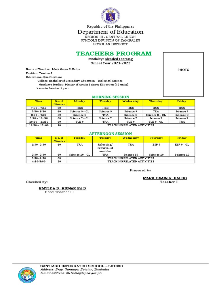 Teachers Program: Department of Education | PDF | Science