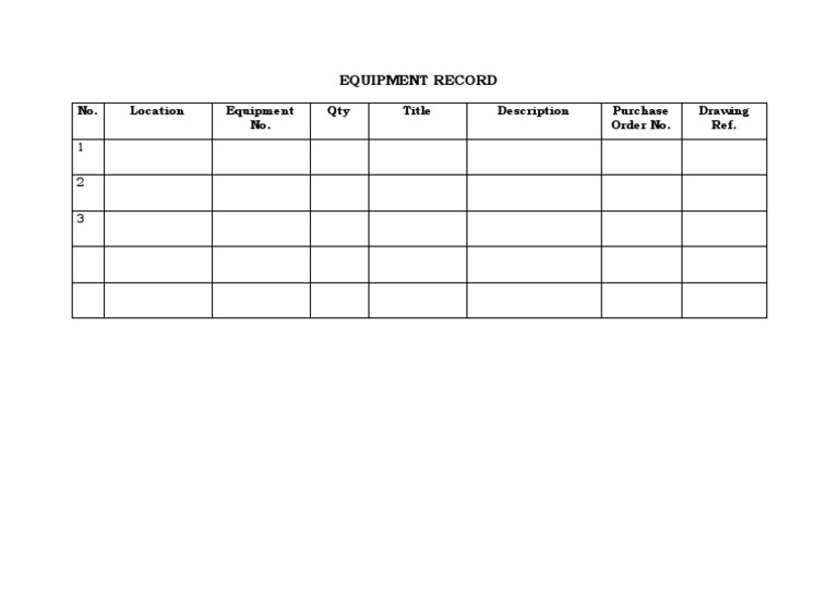 Equipment Record and Inventory List | PDF