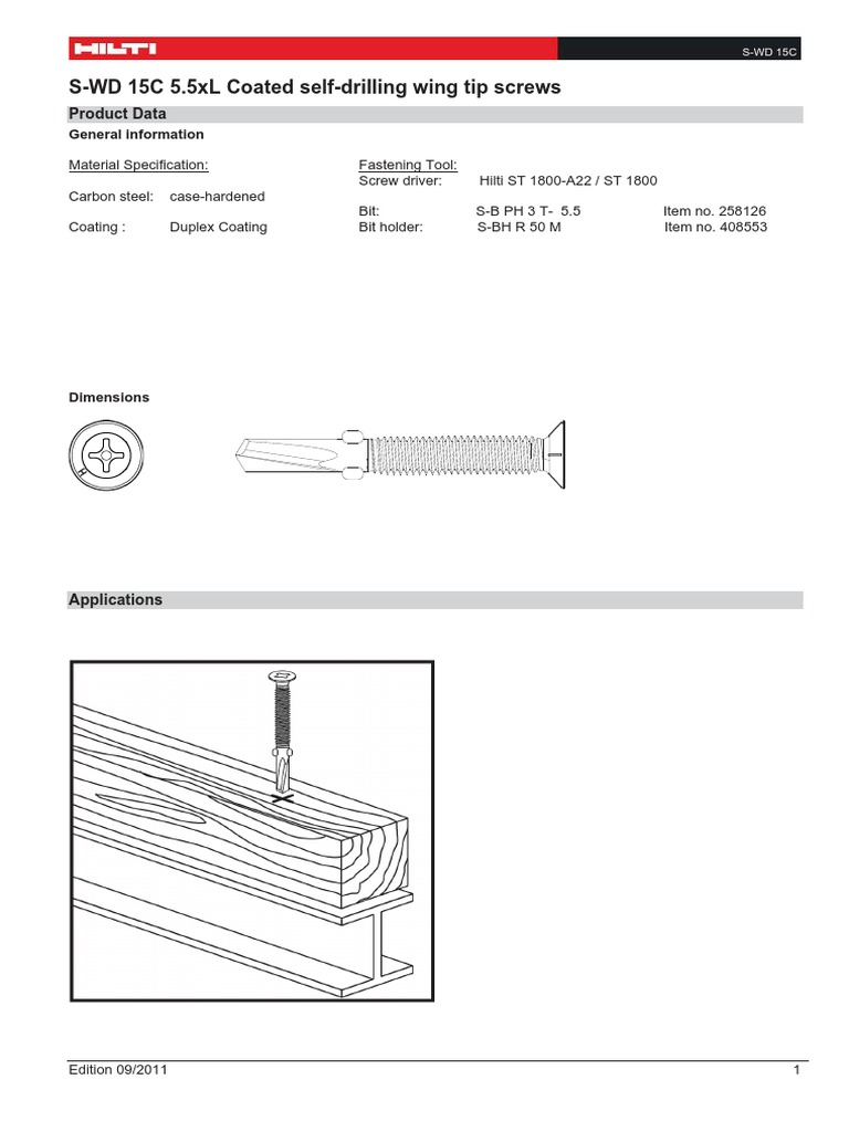 Self-Drilling Wing Tip Screws Data | PDF | Screw | Building Engineering
