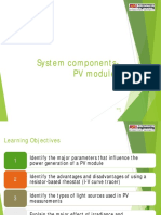 PV module system components and I-V curve analysis