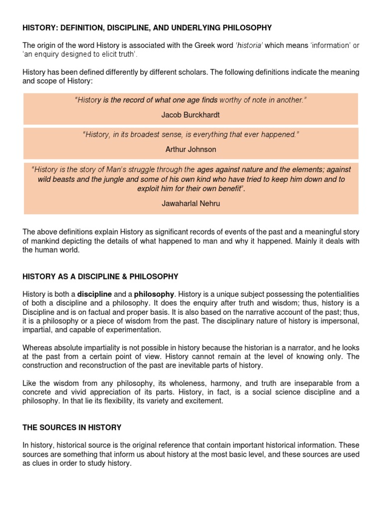 History Definition, Discipline, and Underlying Philosophy PDF
