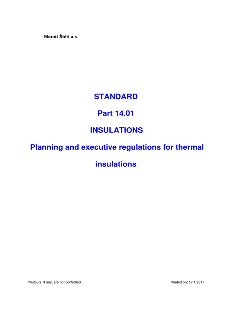 ST 14.01 Insulation Planning and Executive Regulations For Thermal