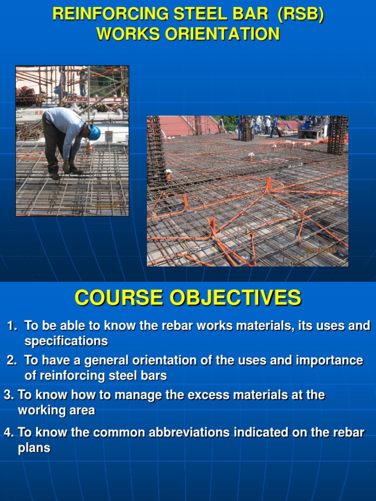 Module 1 Rebar Work Orientation PDF Gallon Pound (Mass)