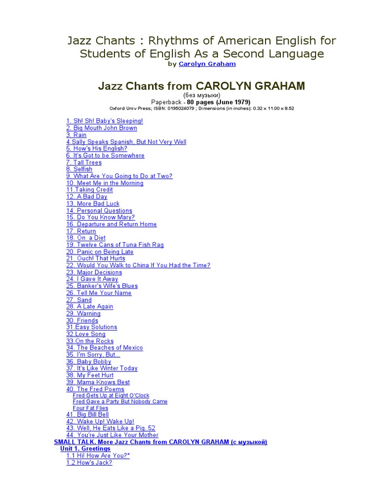 Jazz Chants for ESL Learners | PDF | Linguistics