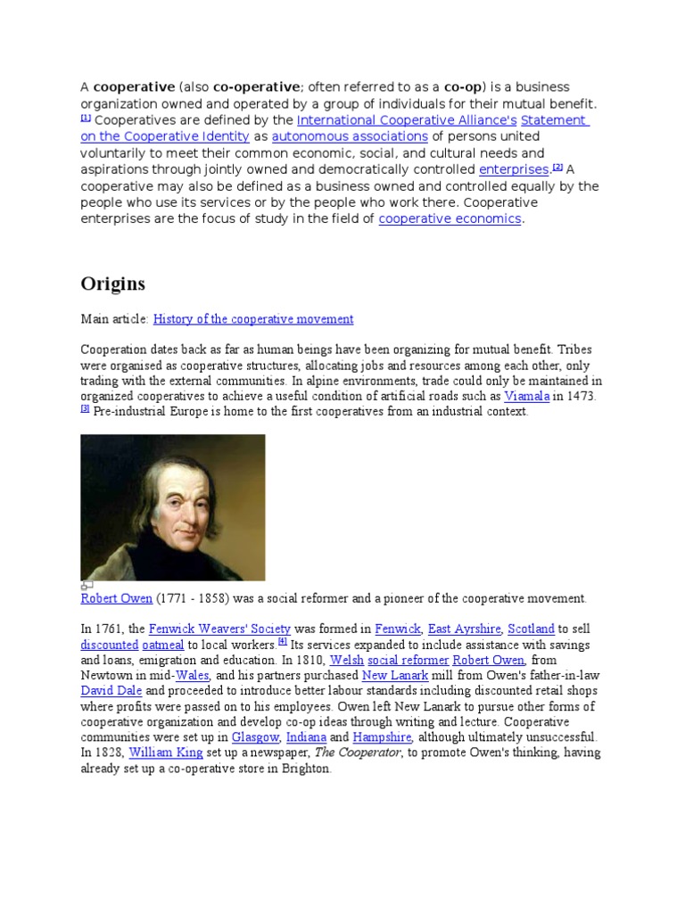 Understanding Cooperatives and Their History | PDF | Cooperative ...