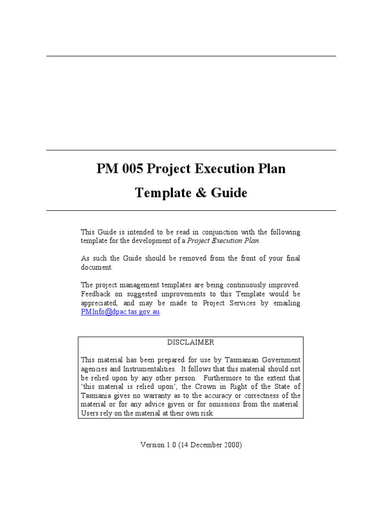 Project Execution Plan Template Guide | PDF