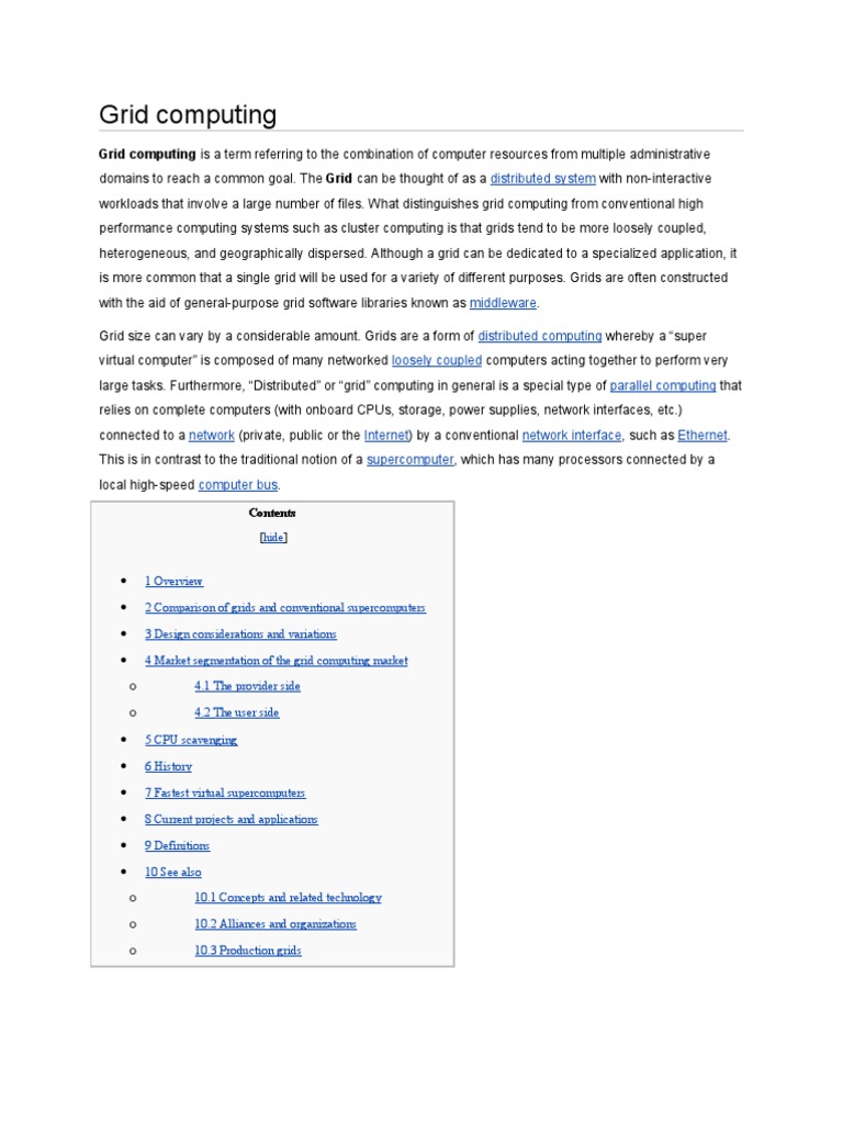 Grid Computing: Distributed System | PDF | Grid Computing | Supercomputer
