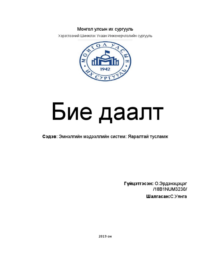 Мэдээллийн Систем Бие Даалт | PDF