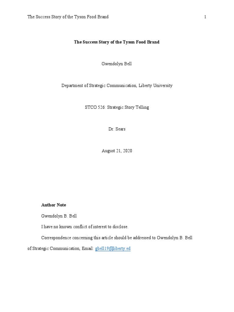 The Success Story of The Tyson Food Brand Gbell19liberty Ed PDF Brand Business