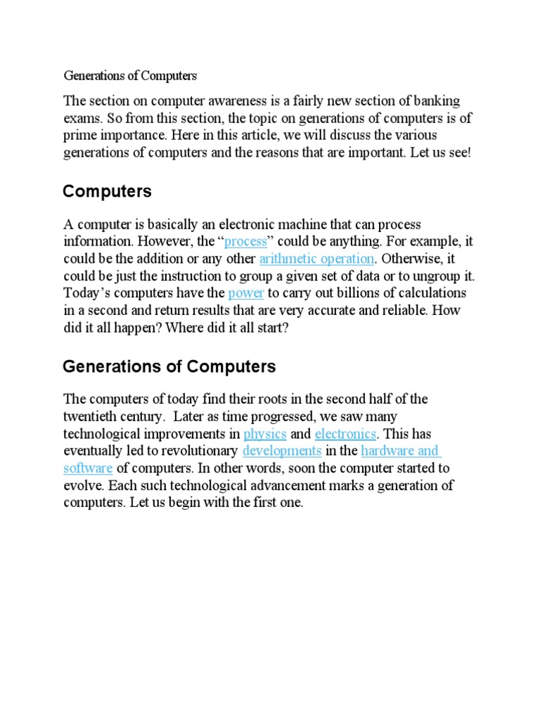 Computers: Process Arithmetic Operation Power | PDF | Computers ...