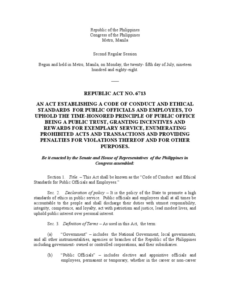 Ra 6713 PDF Discovery (Law) Employment