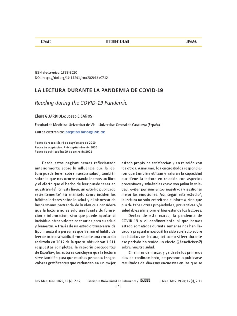 La Lectura Durante La Pandemia de COVID | PDF