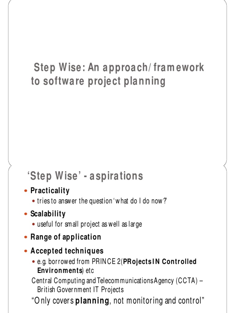 Overview of Software Project Planning and Step Wise Software Project