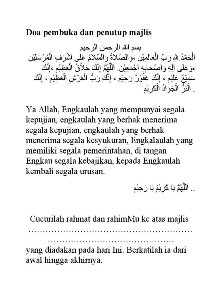 Doa Pembuka Majlis Dalam Rumi - englshnit