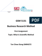 GSM 5131 Business Research Method: First Assignment Topic: What Is Scientific Method
