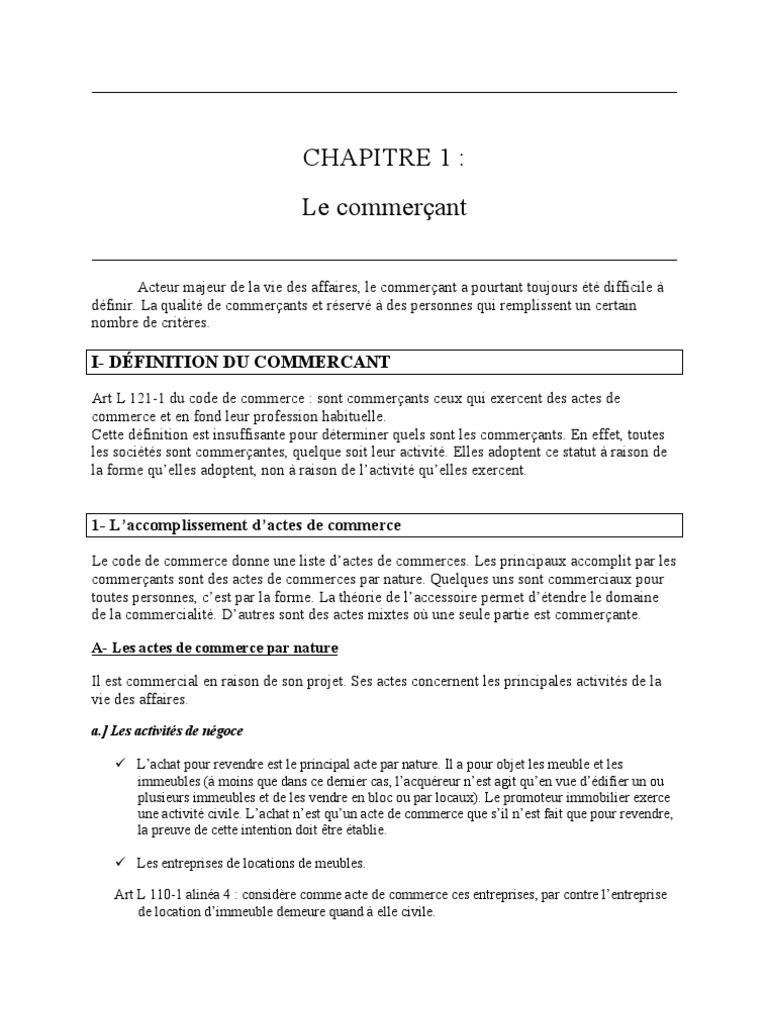 Définition et statut du commerçant | PDF | Commerce | Institutions sociales