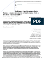 Declaração o Cial Da Relatora Especial Sobre o Direito Humano À Água e Saneamento Ao Nalizar A Sua Visita Ao Brasil em Dezembro de 2013