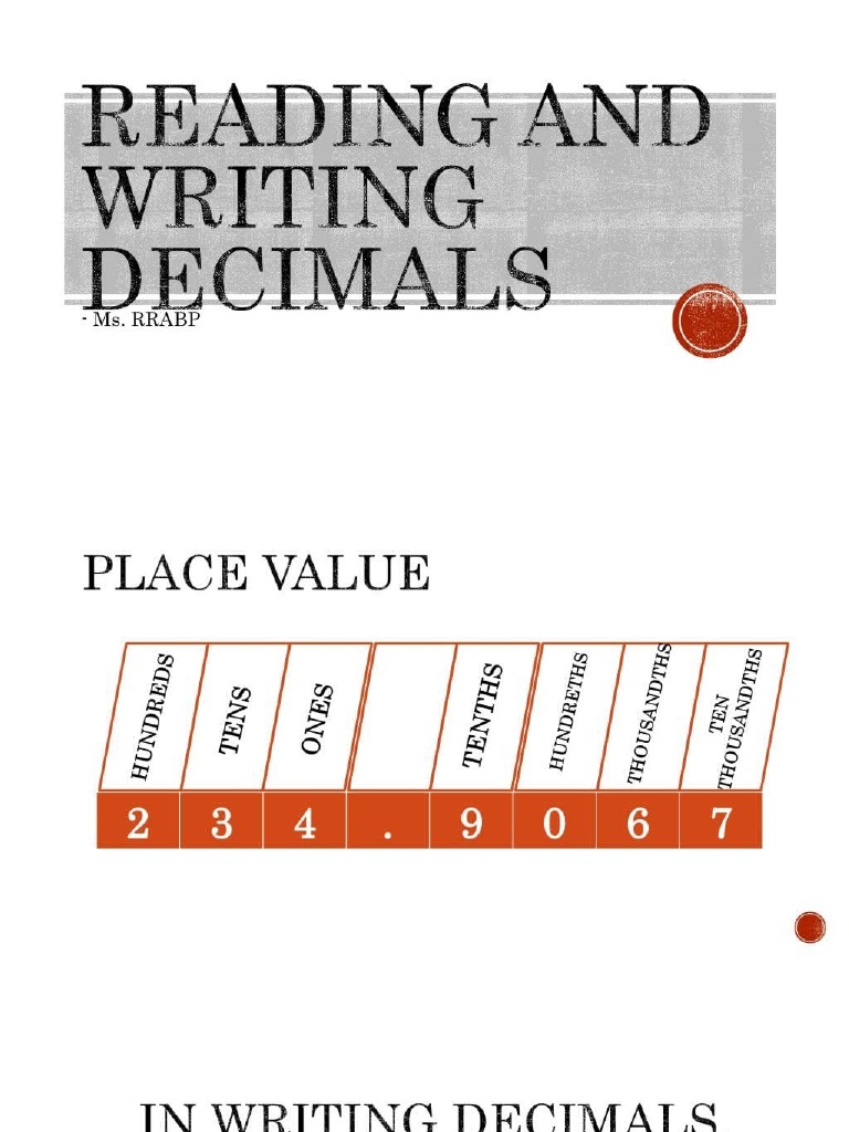 Reading and Writing Decimals | PDF