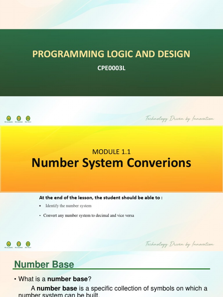 (M1-MAIN) Number Systems - Conversion, Arithmetic, Digital Codes ...