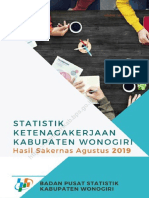 Statistik Ketenagakerjaan Kabupaten Wonogiri Hasil Sakernas Agustus 2019