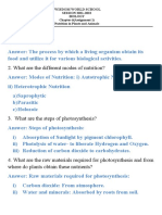 X. Assignment 1 (Nutrition in Plants & Animals)